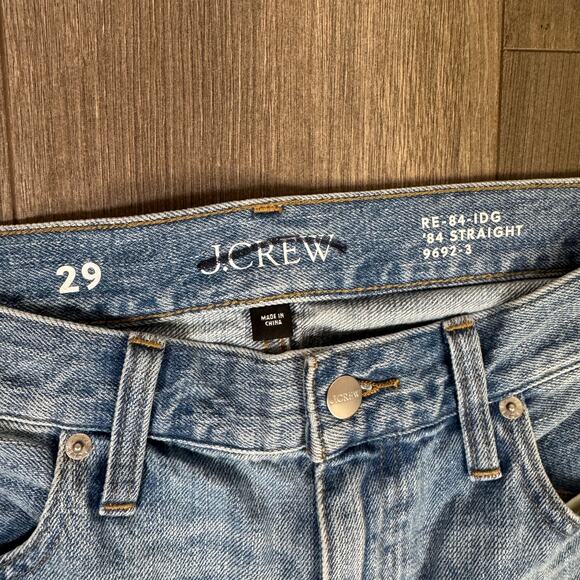 J.Crew Mid-Rise Straight Leg Jean WMNS 29 Elise Wash Blue Rigid Denim Frayed Hem - Picture 5 of 8